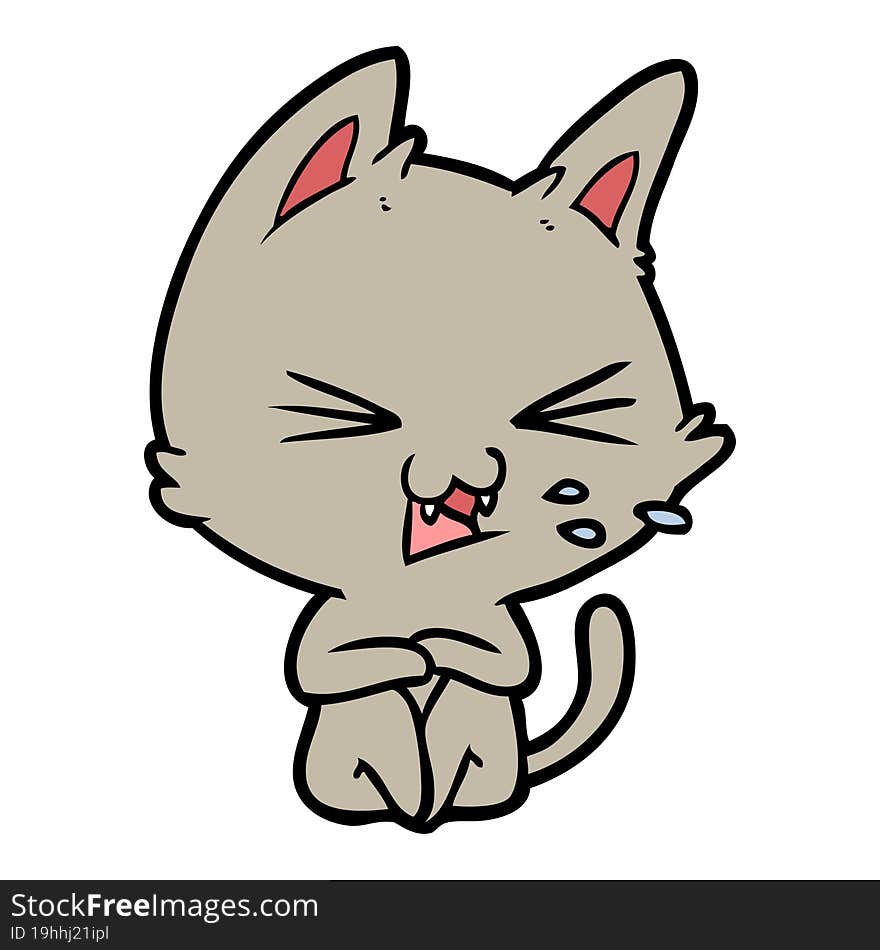 cartoon cat hissing. cartoon cat hissing