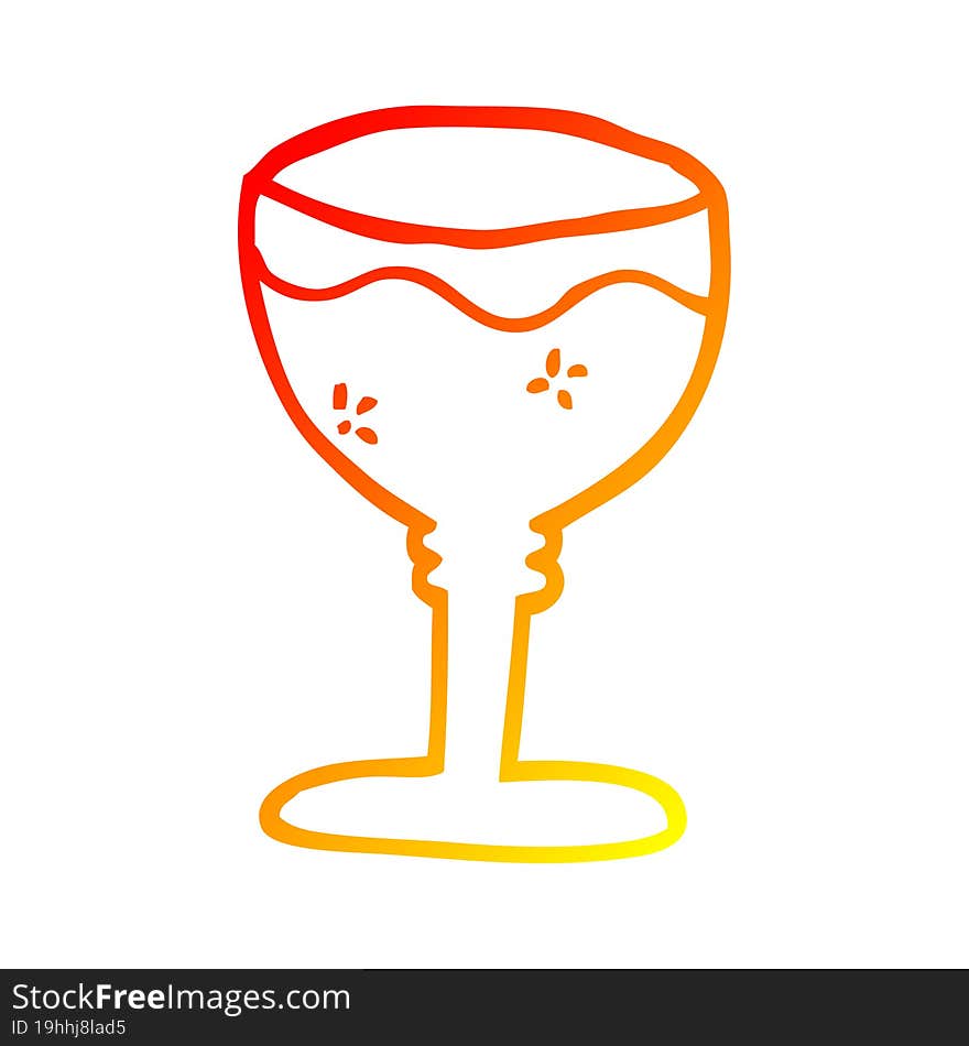 warm gradient line drawing cartoon red wine glass