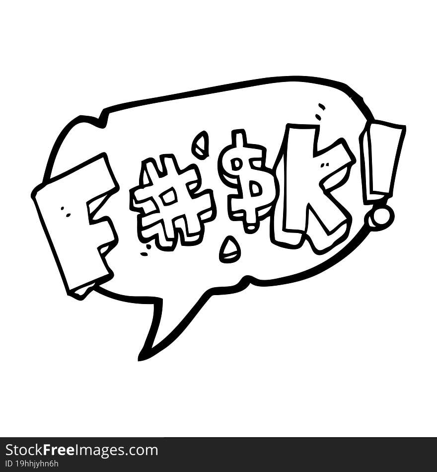 freehand drawn speech bubble cartoon swearword