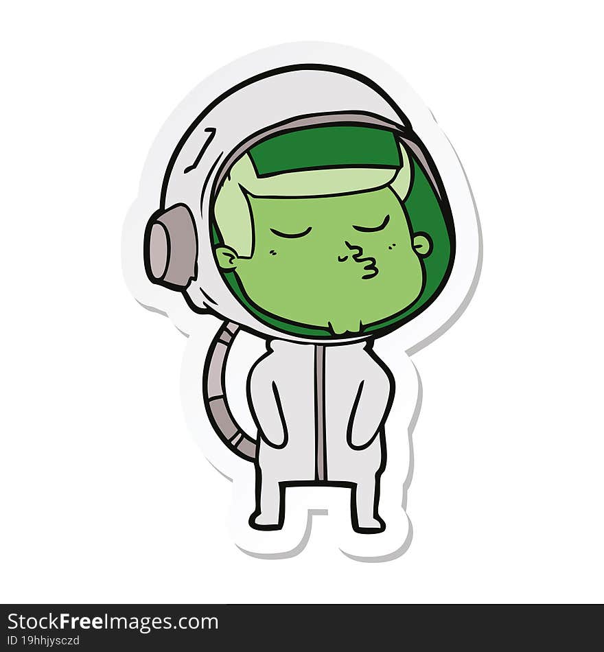 sticker of a cartoon confident astronaut