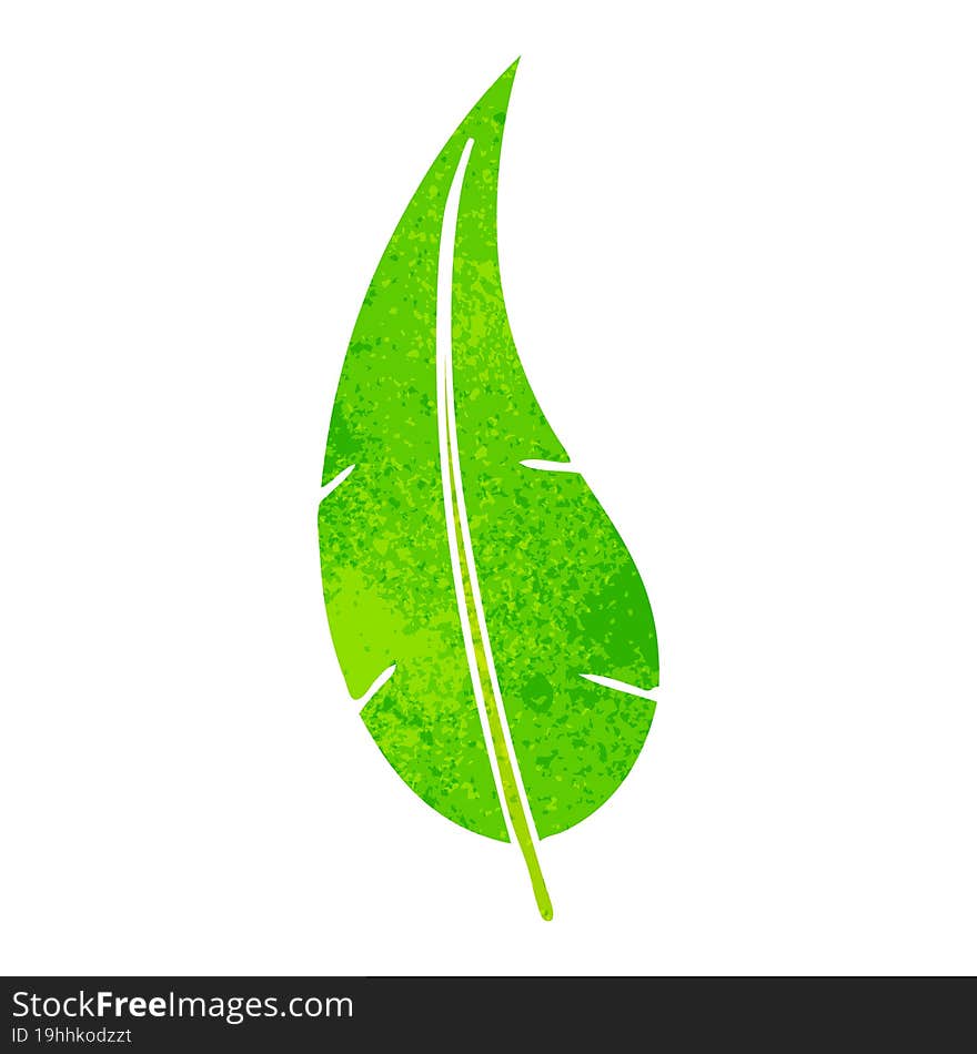 hand drawn retro cartoon doodle of a green long leaf