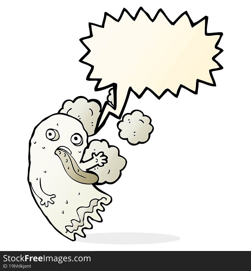 cartoon ghost with speech bubble