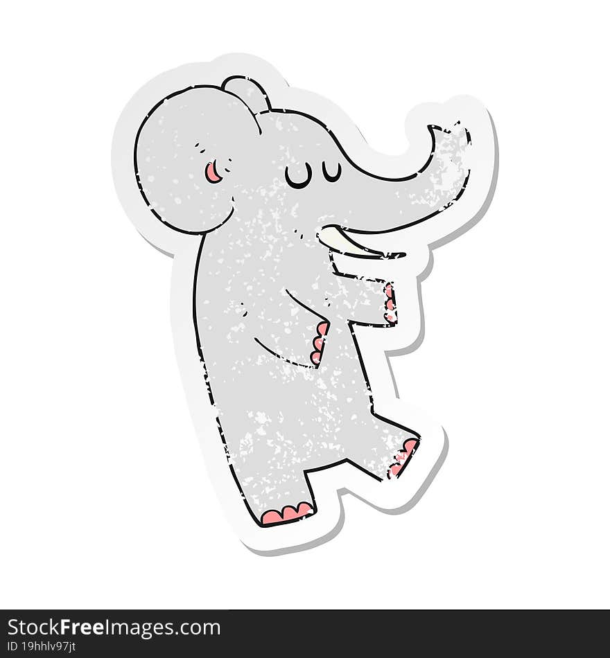 retro distressed sticker of a cartoon dancing elephant