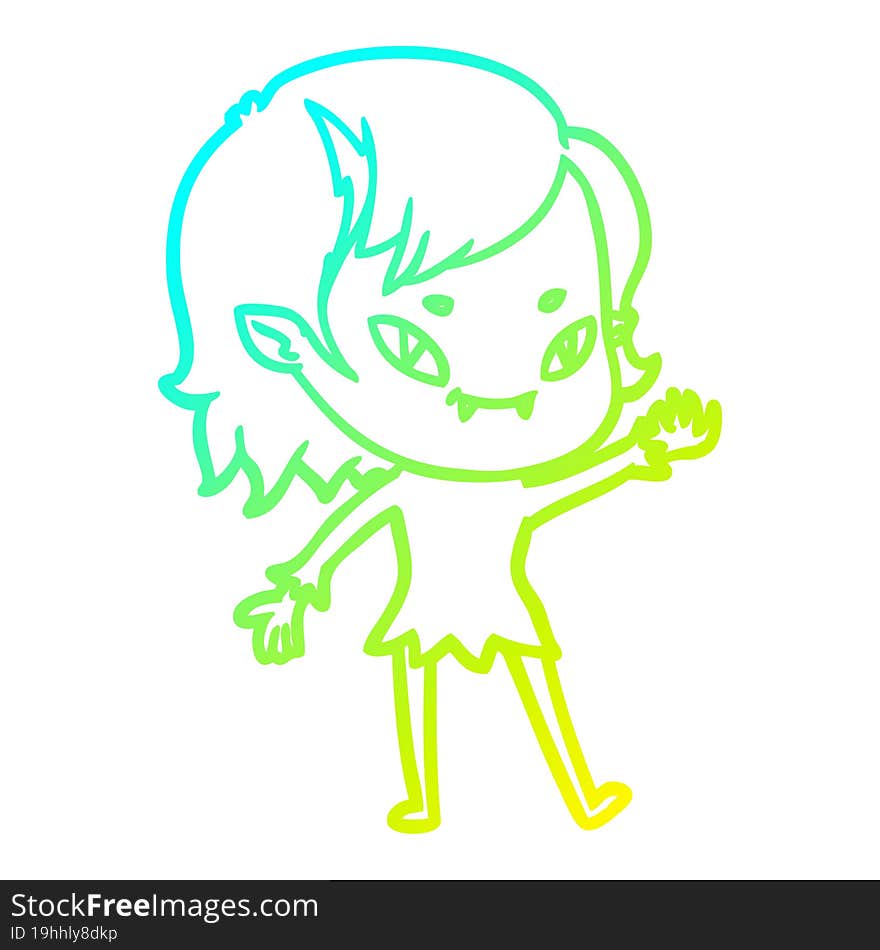 cold gradient line drawing cartoon friendly vampire girl