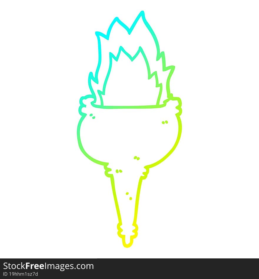 cold gradient line drawing cartoon flaming torch