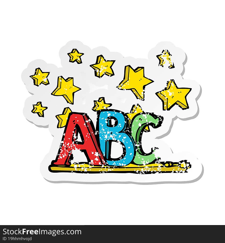 Retro Distressed Sticker Of A ABC Cartoon