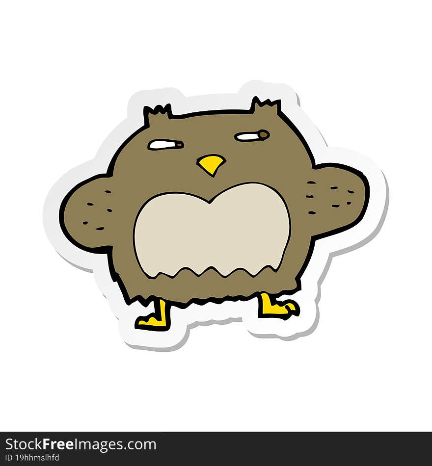 sticker of a cartoon suspicious owl