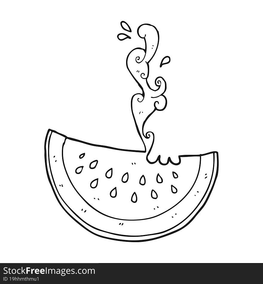 black and white cartoon melon slice