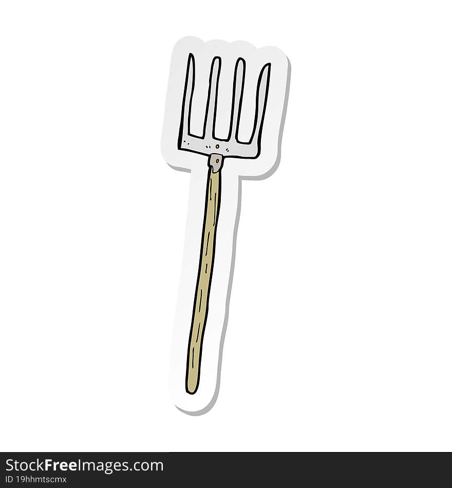 sticker of a cartoon pitch fork