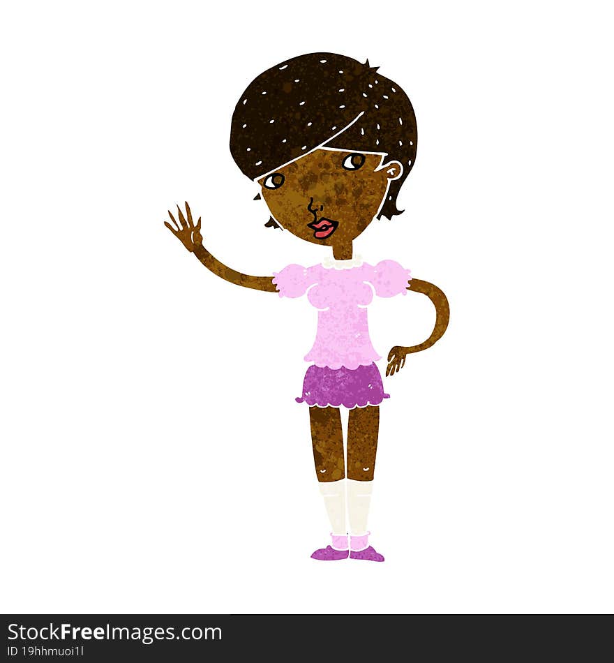 cartoon girl waving