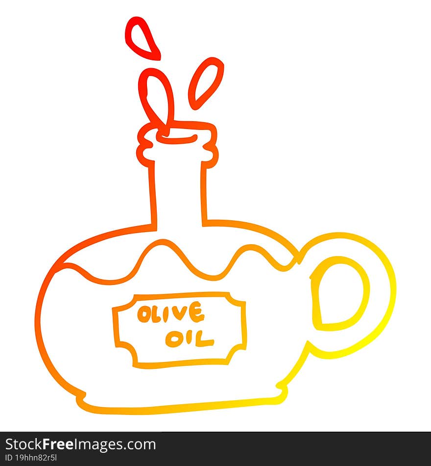 warm gradient line drawing cartoon bottle of oilve oil