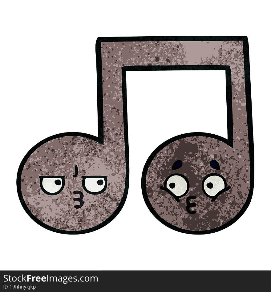 Retro Grunge Texture Cartoon Musical Note