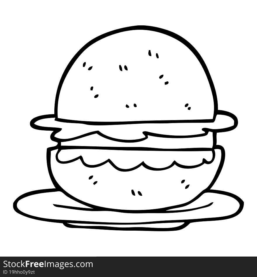 black and white cartoon burger