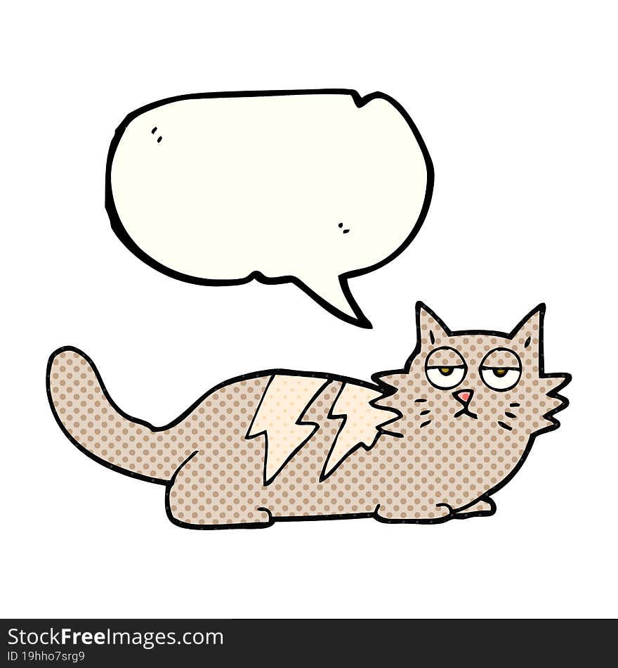 freehand drawn comic book speech bubble cartoon cat