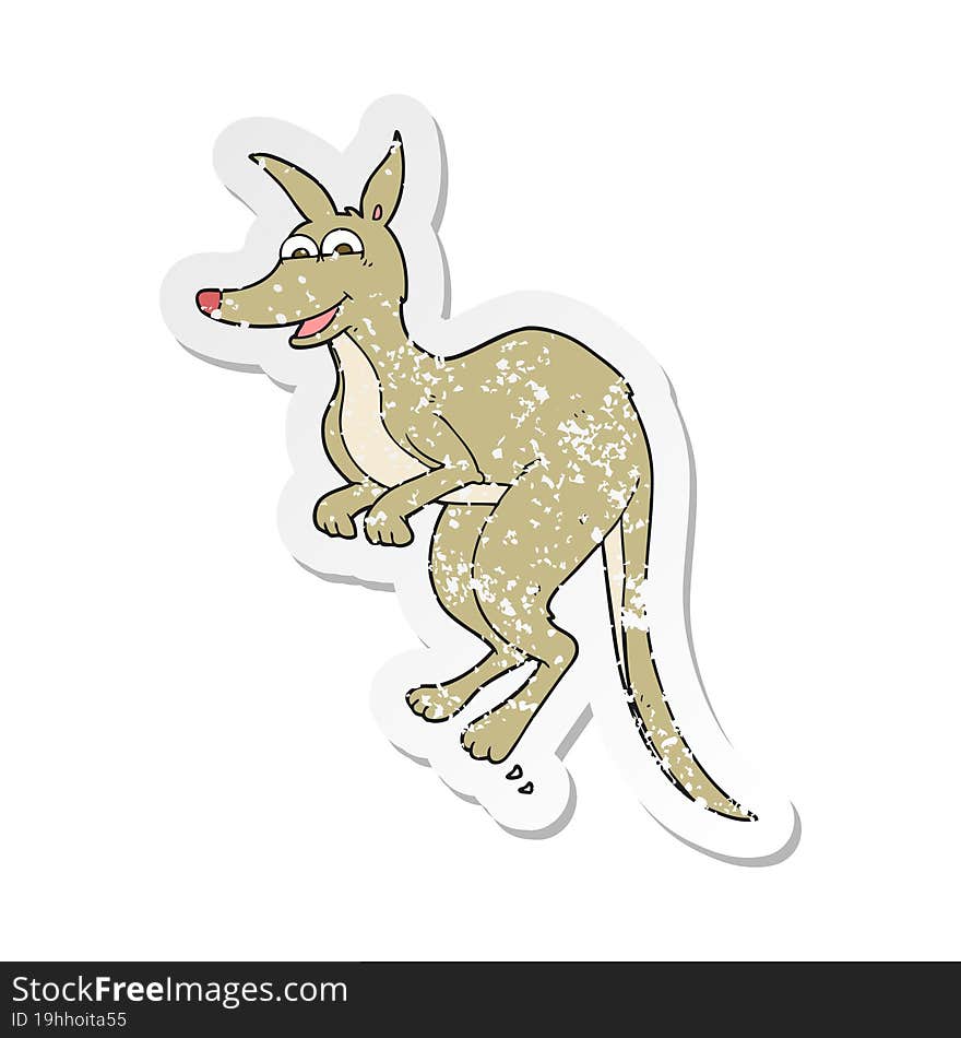 retro distressed sticker of a cartoon kangaroo