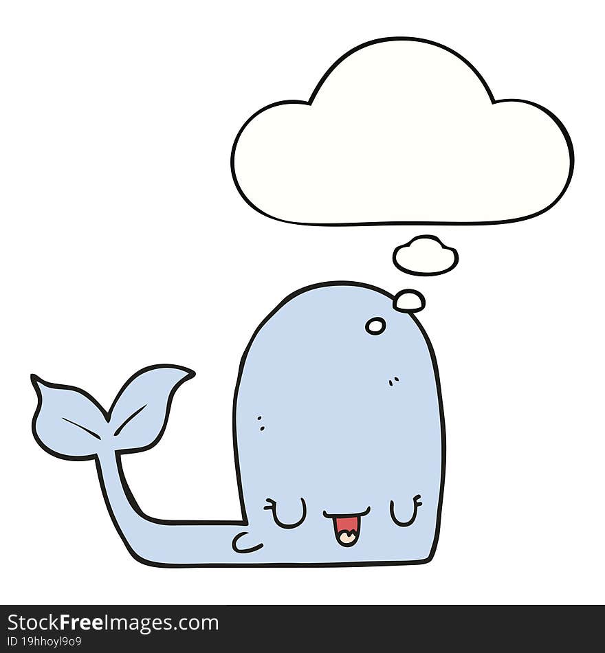 cartoon happy whale and thought bubble