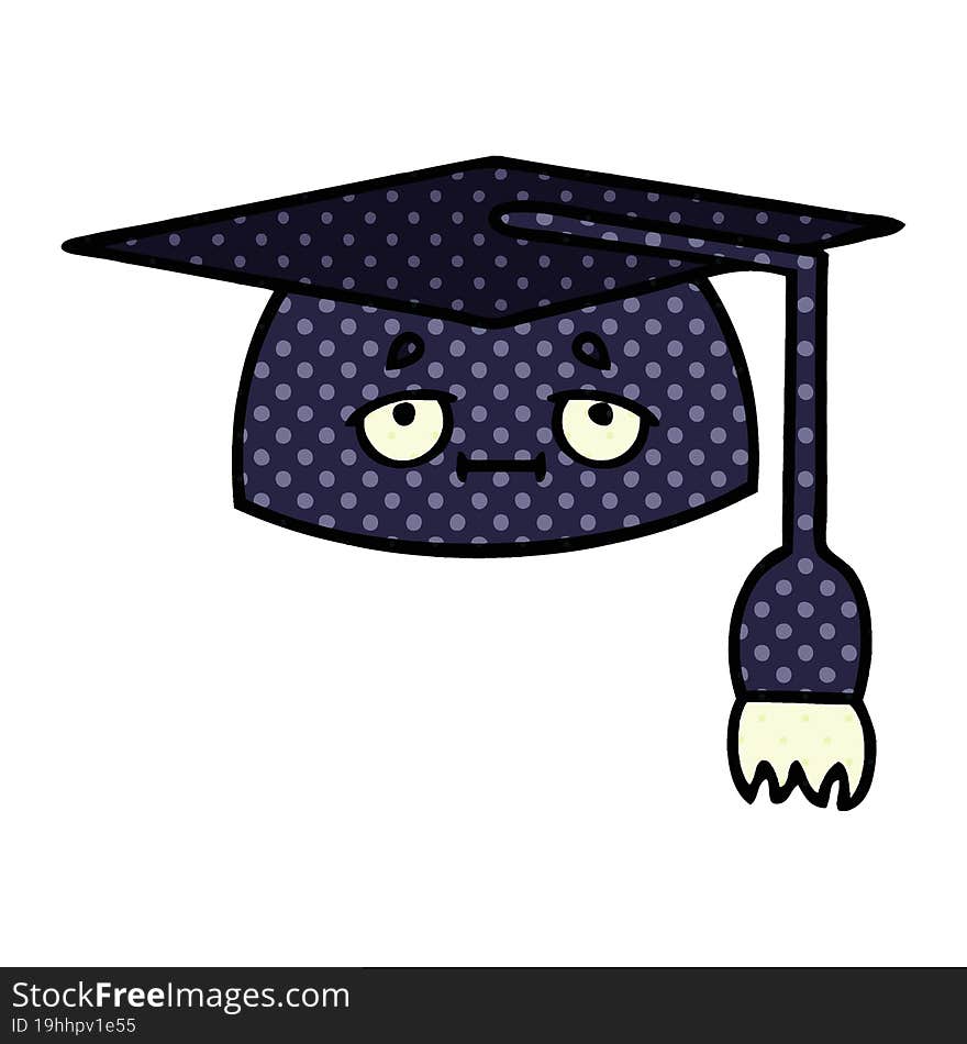 comic book style cartoon graduation hat