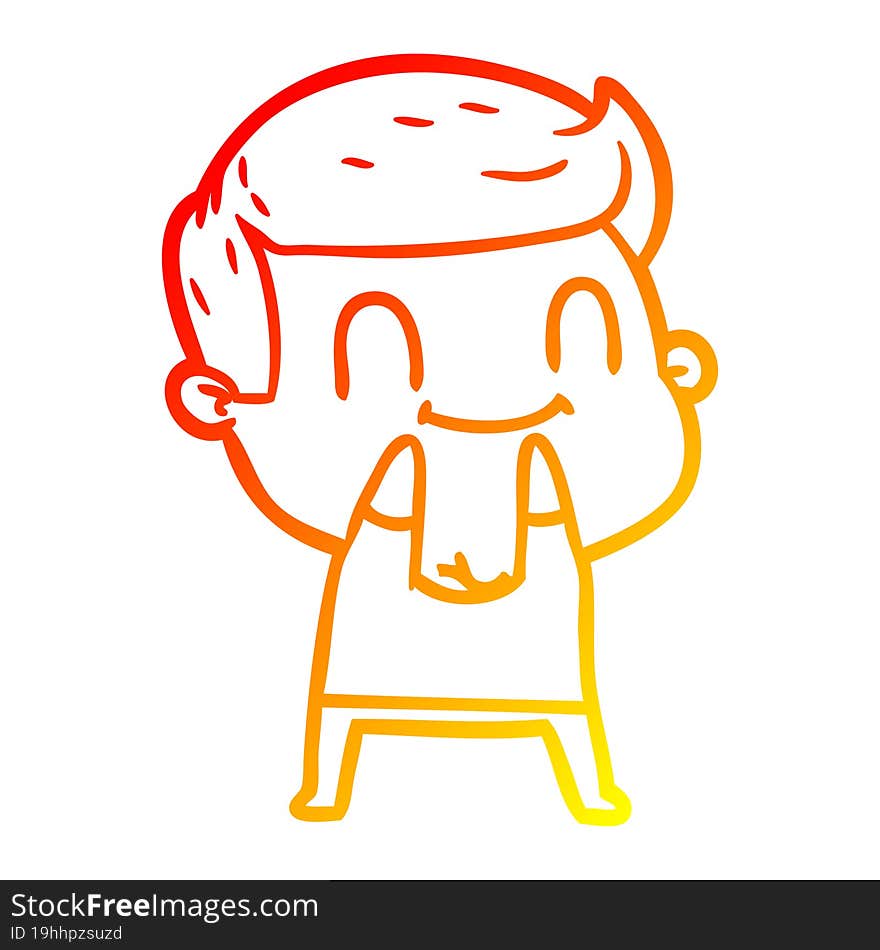 warm gradient line drawing of a cartoon friendly man