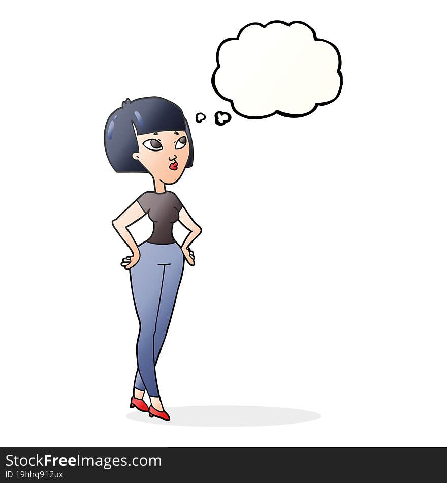 Thought Bubble Cartoon Woman