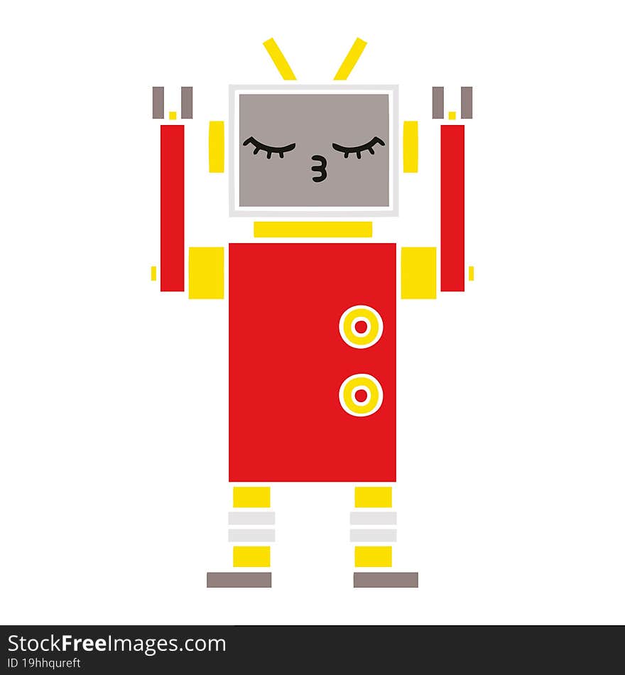 Flat Color Retro Cartoon Robot