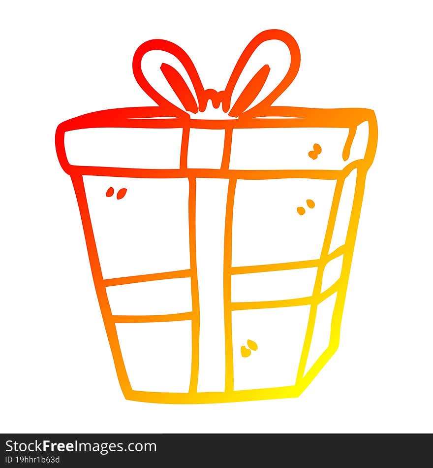 Warm Gradient Line Drawing Cartoon Wrapped Present