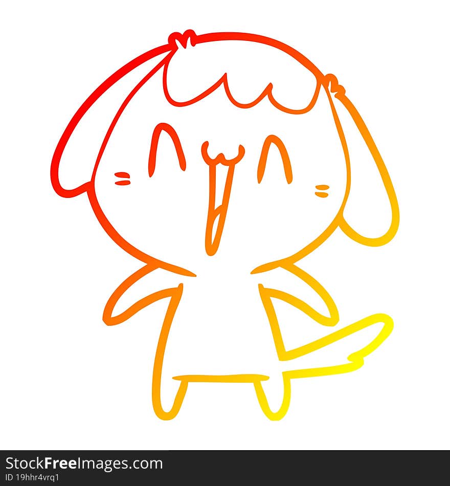 Warm Gradient Line Drawing Cute Cartoon Dog