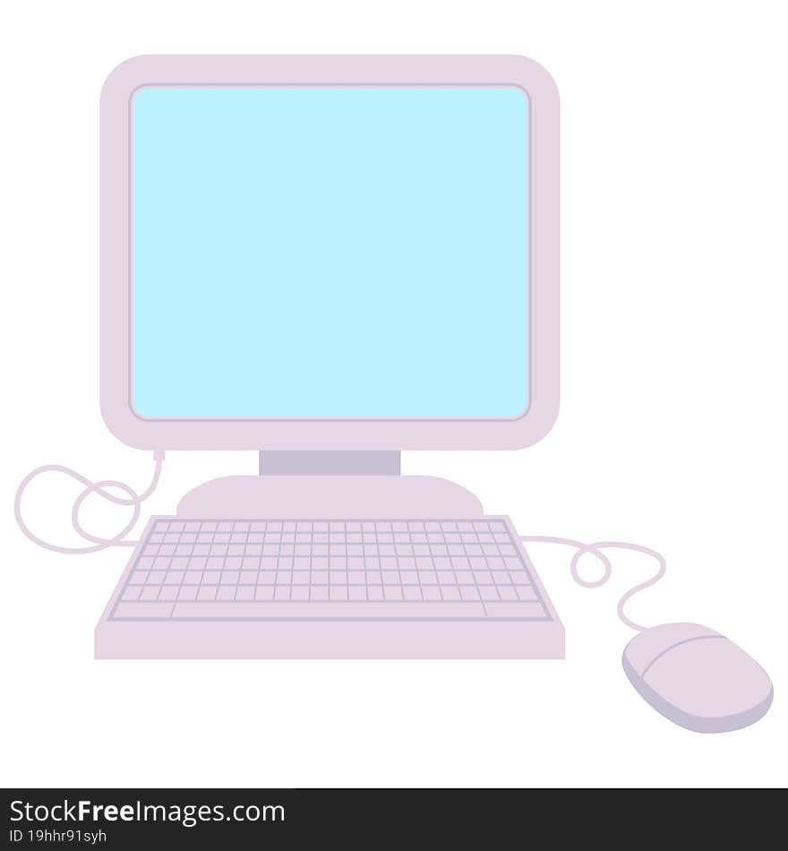 computer with mouse and keyboard