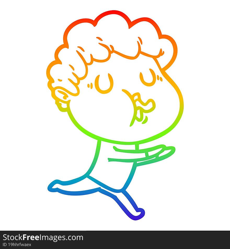 Rainbow Gradient Line Drawing Cartoon Man Singing