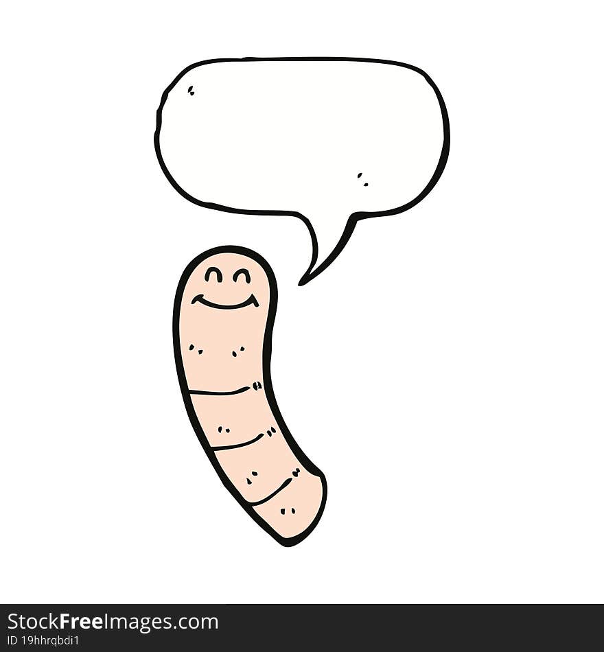 Cartoon Worm With Speech Bubble