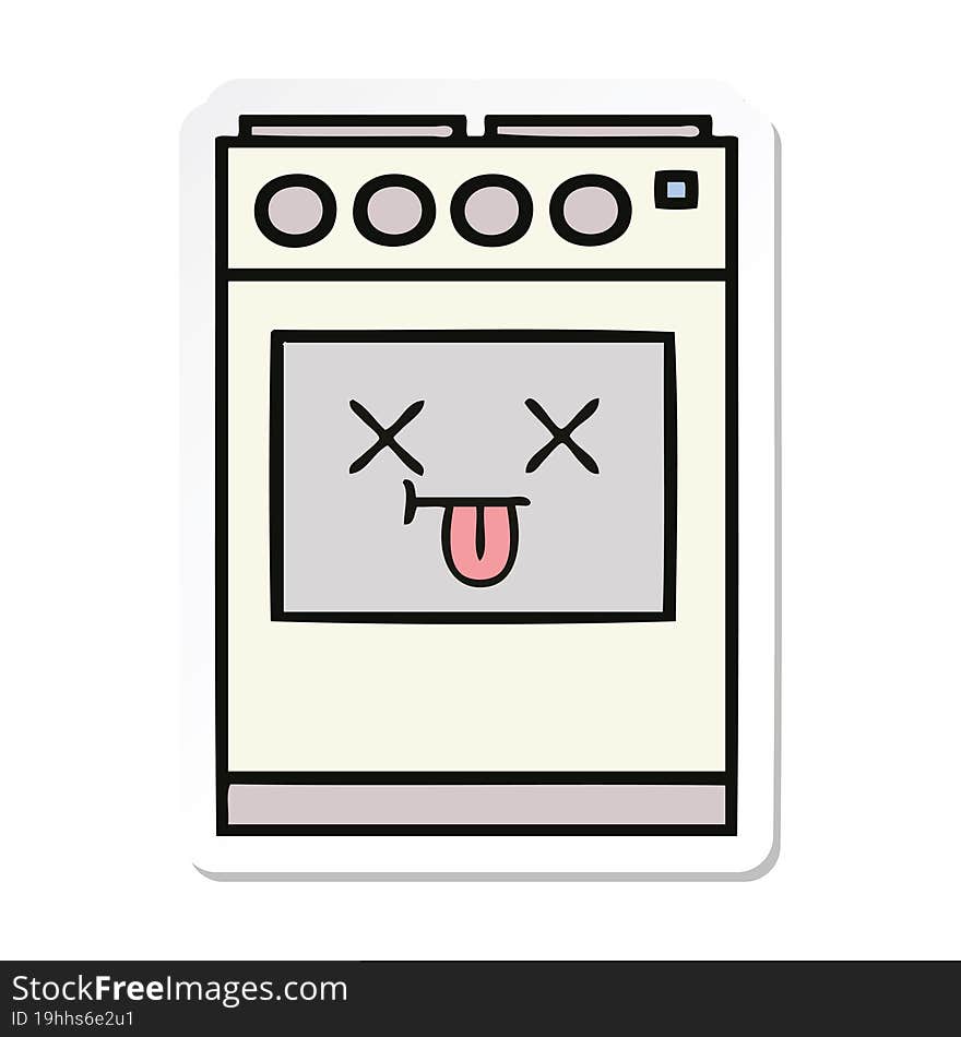 sticker of a cute cartoon kitchen oven