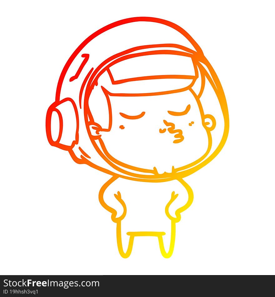 warm gradient line drawing cartoon confident astronaut