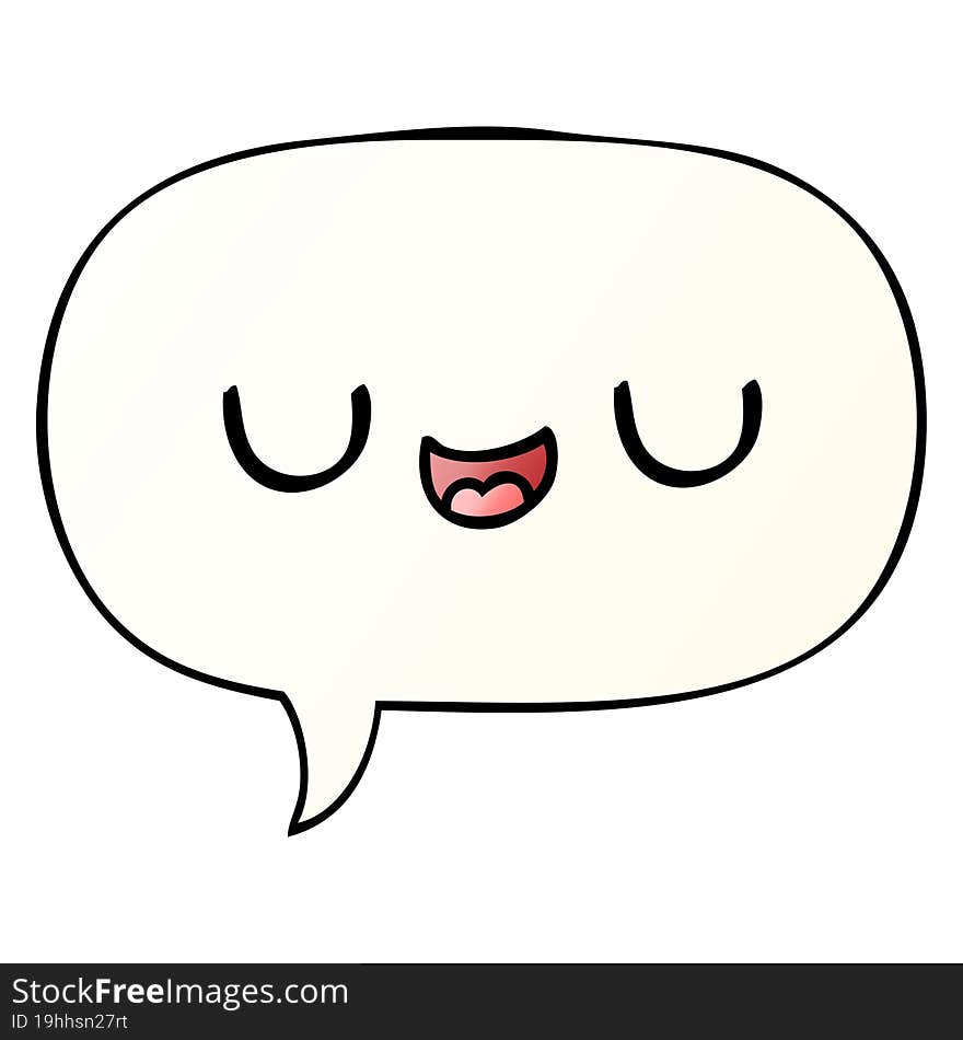 cute cartoon face with speech bubble in smooth gradient style