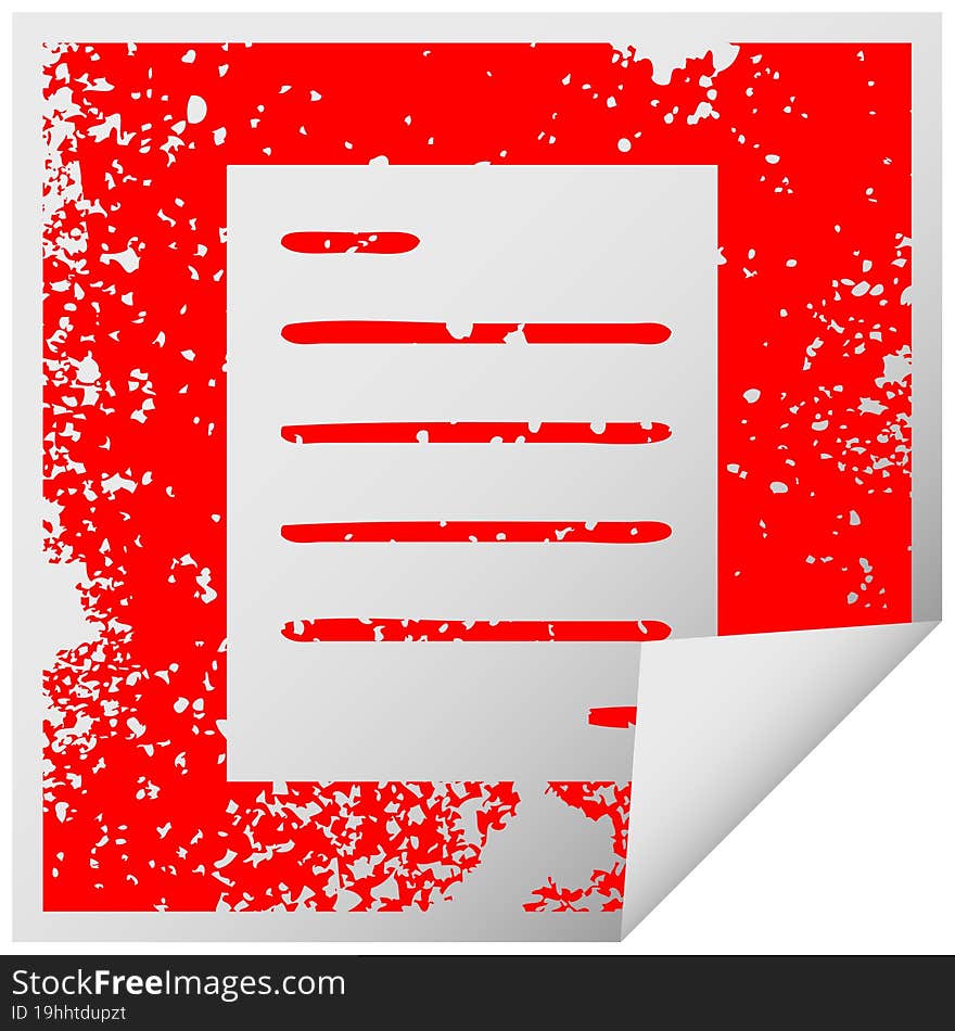 Distressed Square Peeling Sticker Symbol Sheet Of Paper