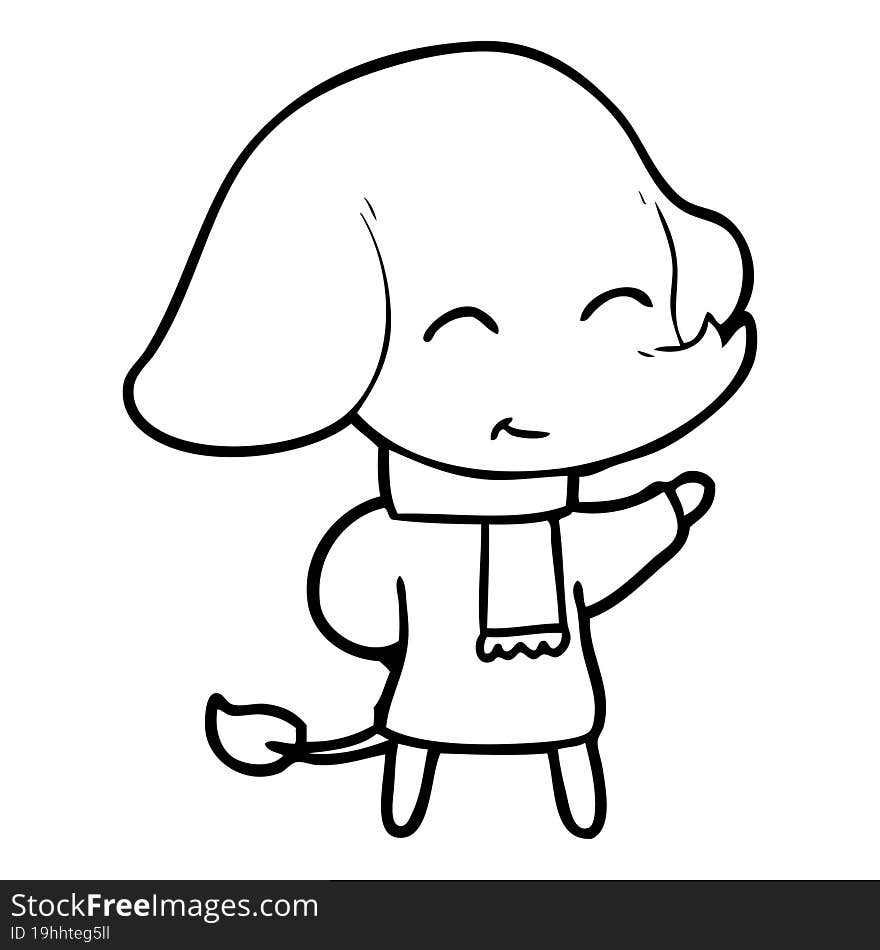 cute cartoon elephant in winter clothes. cute cartoon elephant in winter clothes