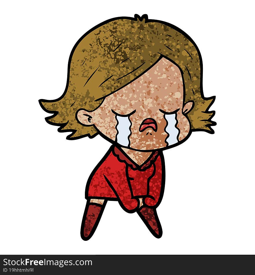 cartoon girl crying. cartoon girl crying