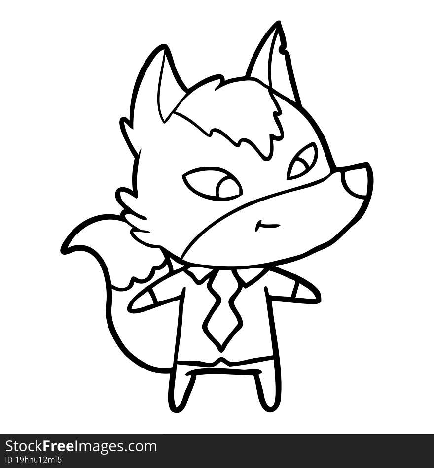 friendly cartoon wolf manager. friendly cartoon wolf manager