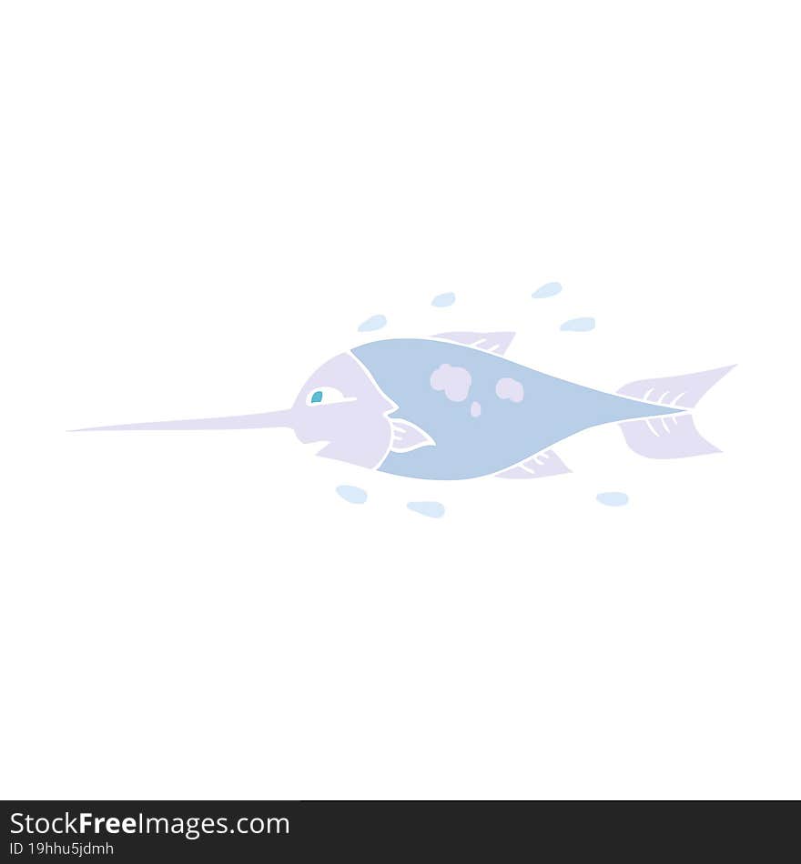 flat color illustration of a cartoon swordfish