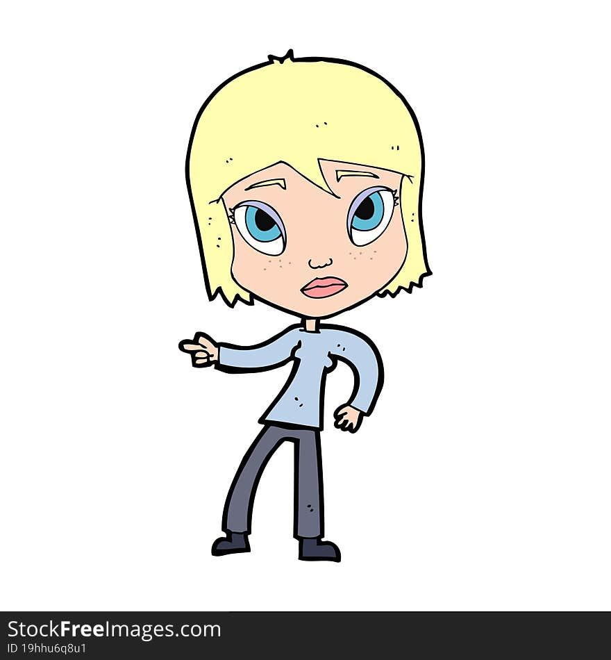 cartoon pointing woman