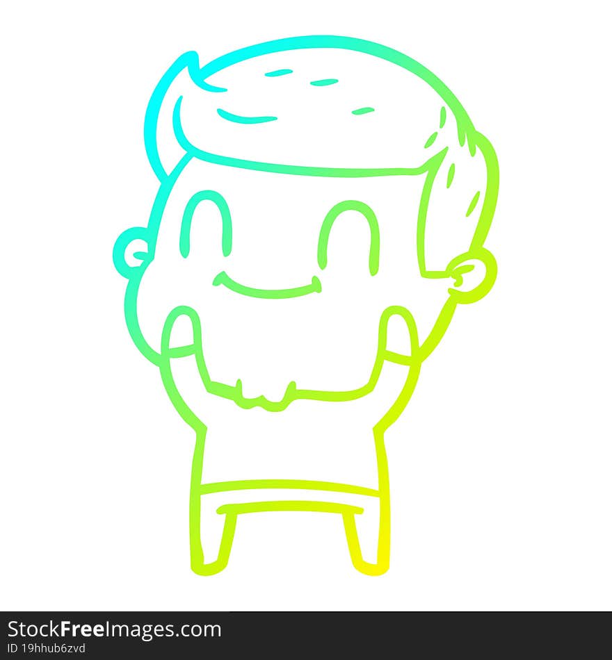 Cold Gradient Line Drawing Cartoon Friendly Man