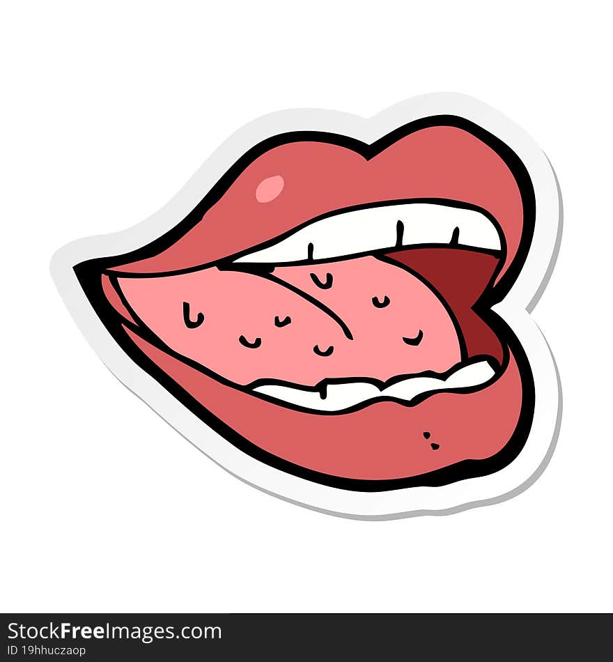 sticker of a cartoon smiling mouth