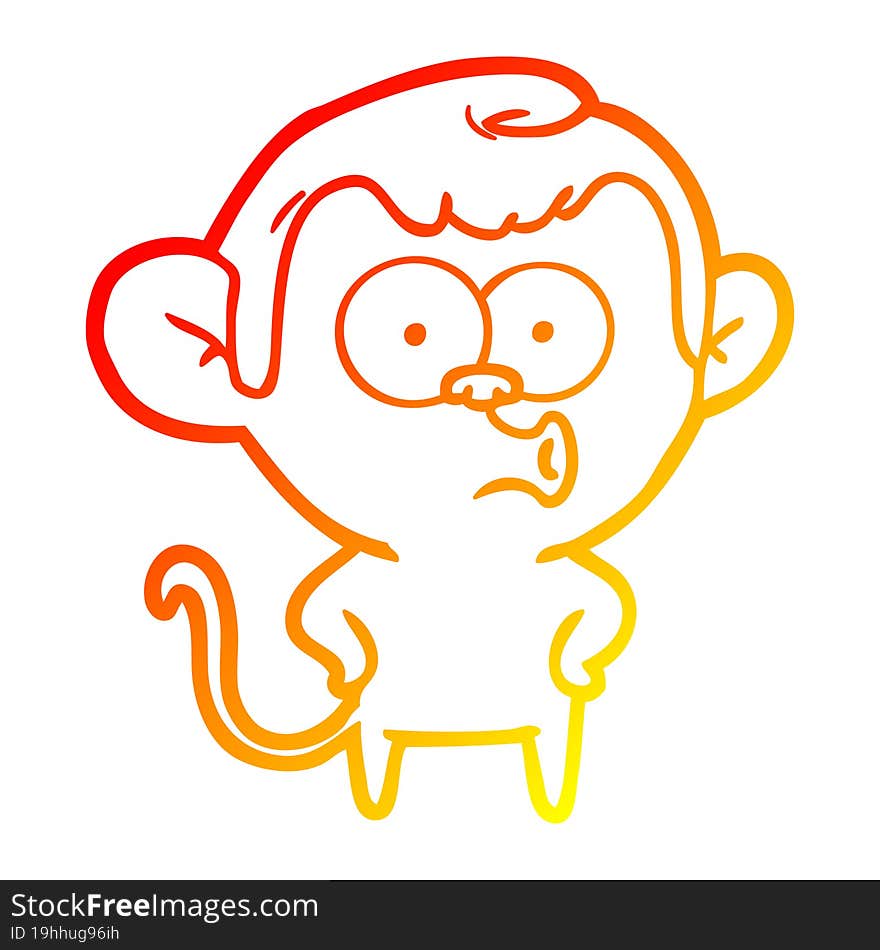 warm gradient line drawing cartoon surprised monkey