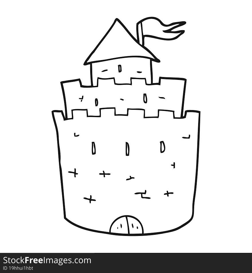 black and white cartoon castle