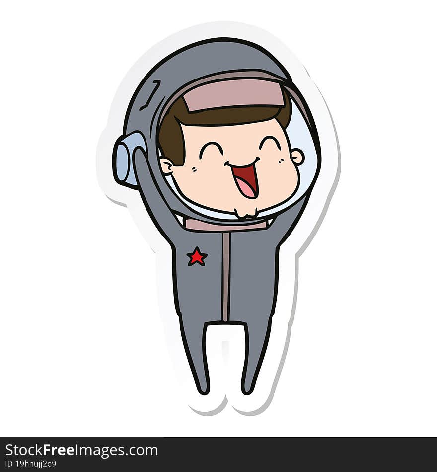 sticker of a happy cartoon astronaut