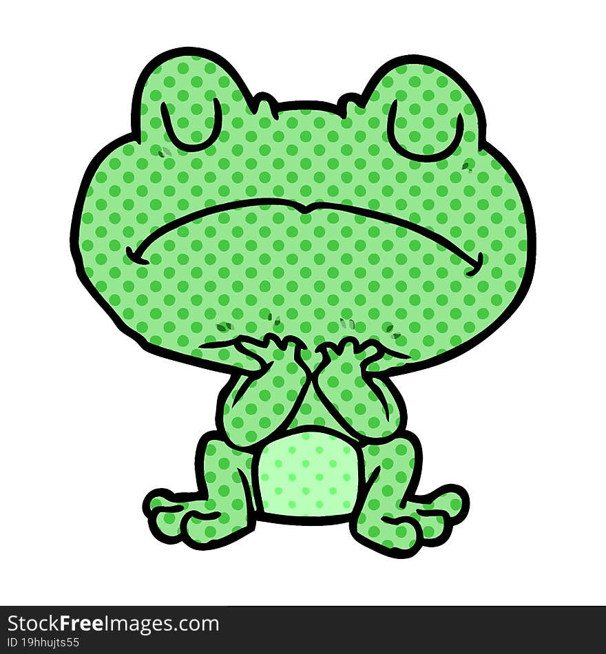 cartoon frog waiting patiently. cartoon frog waiting patiently