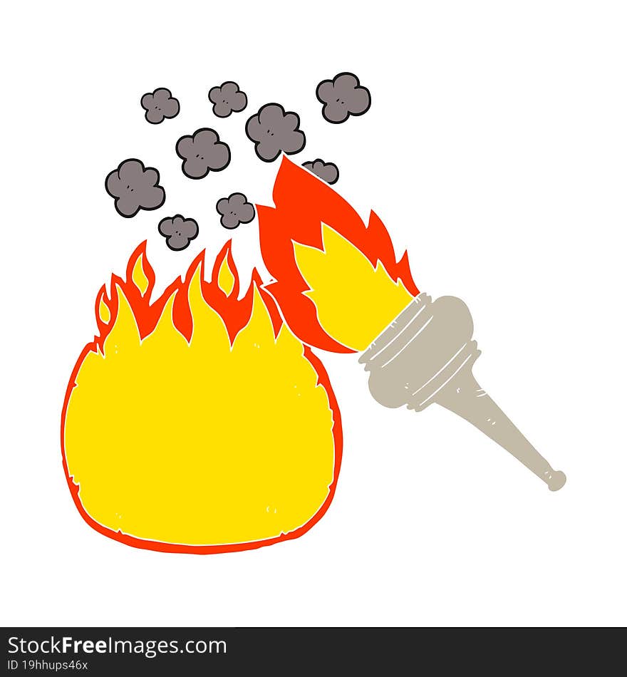 flat color illustration of a cartoon flaming torch