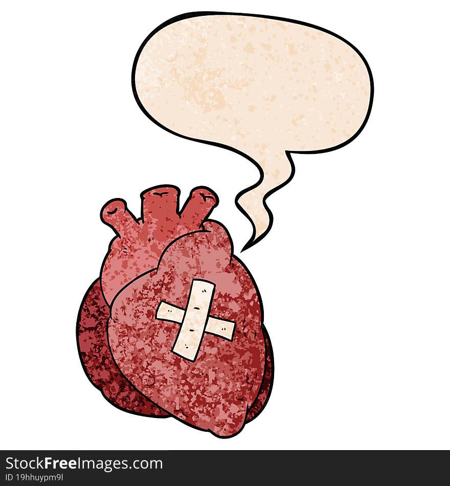 Cartoon Heart And Speech Bubble In Retro Texture Style