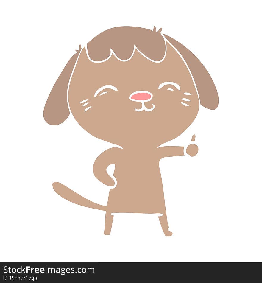 happy flat color style cartoon dog giving thumbs up sign