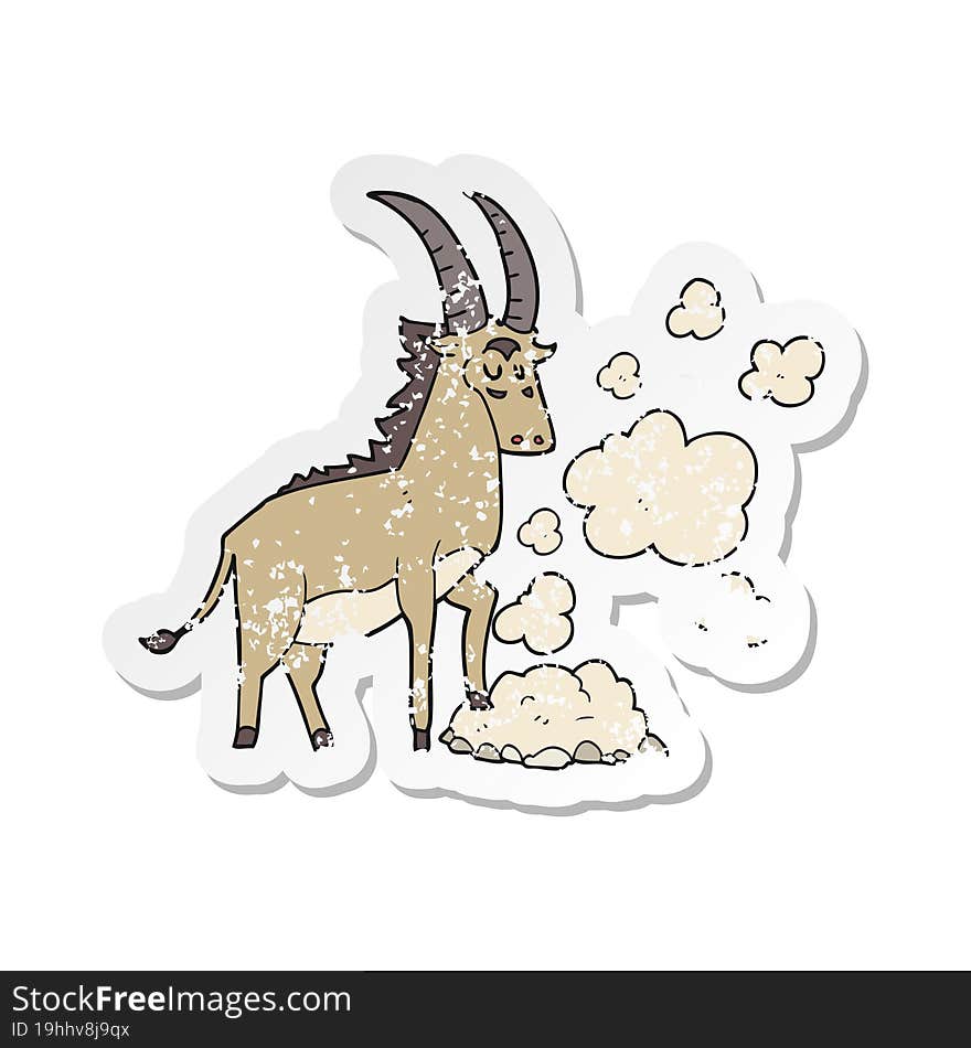 Retro Distressed Sticker Of A Cartoon Antelope