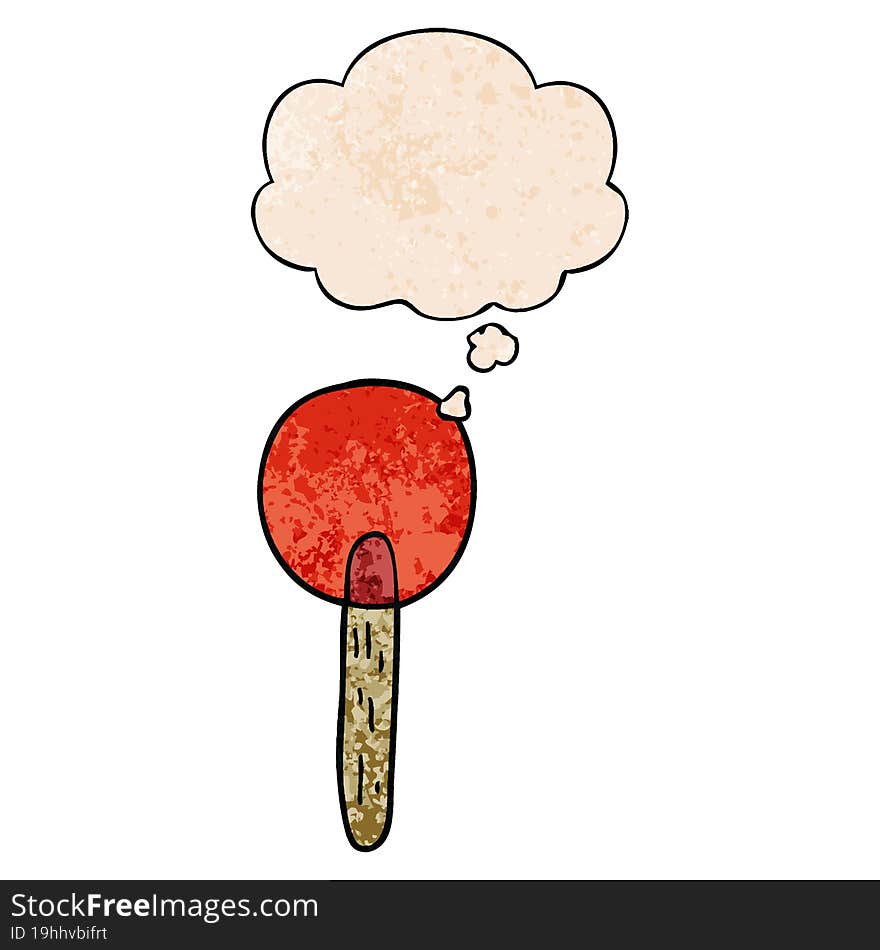 cartoon candy lollipop with thought bubble in grunge texture style. cartoon candy lollipop with thought bubble in grunge texture style