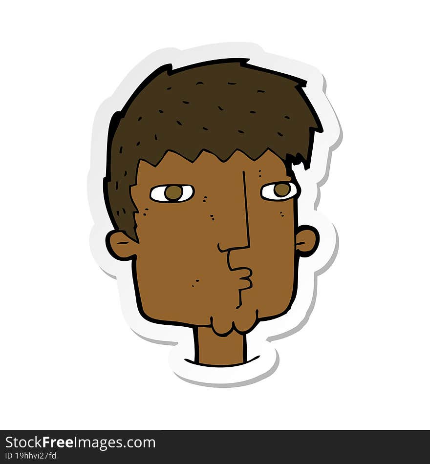 sticker of a cartoon curious man